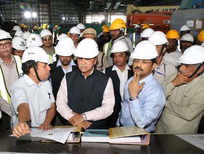 Gujarat CM takes stock of construction work of Sardar Patelâ€™s statue