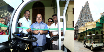 NLC India Ltd presents a battery operated vehicle to Meenakshi temple (