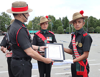 Brig Robi Kapoor, Commandant 58 Gorkha Training Centre reviews parade