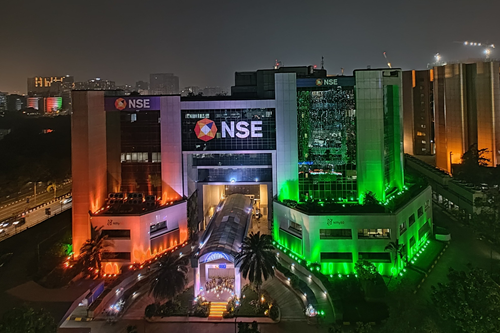 NSE Headquarters illuminated on eve of Republic Day